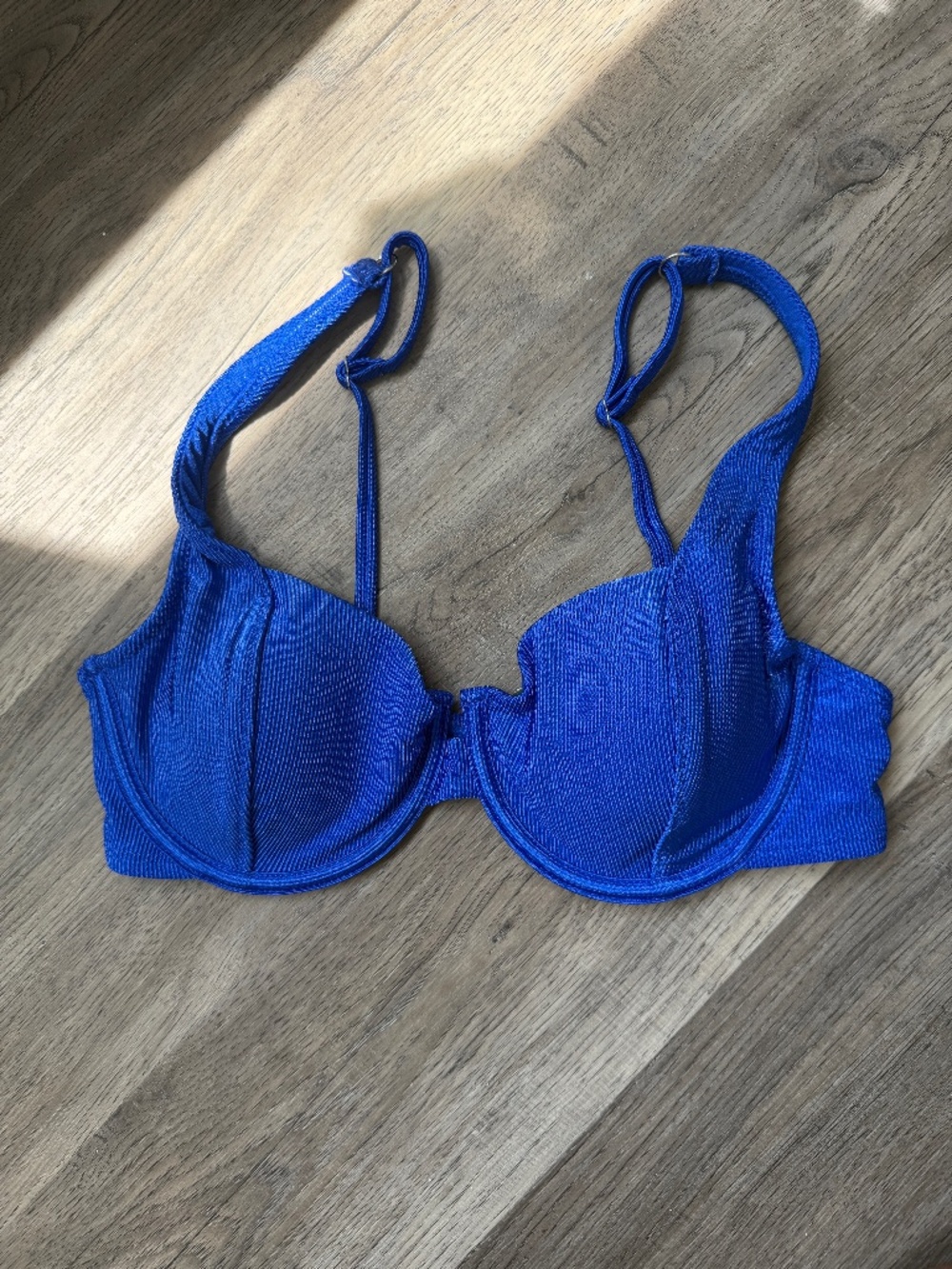 Wild Fable Shiny Ribbed Underwire Bikini Top Blue Size Small